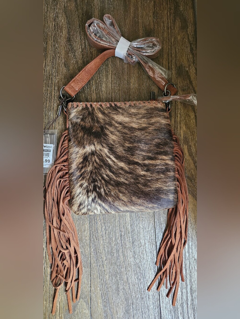 Trinity Ranch Western Cowhide Fringe Crossbody